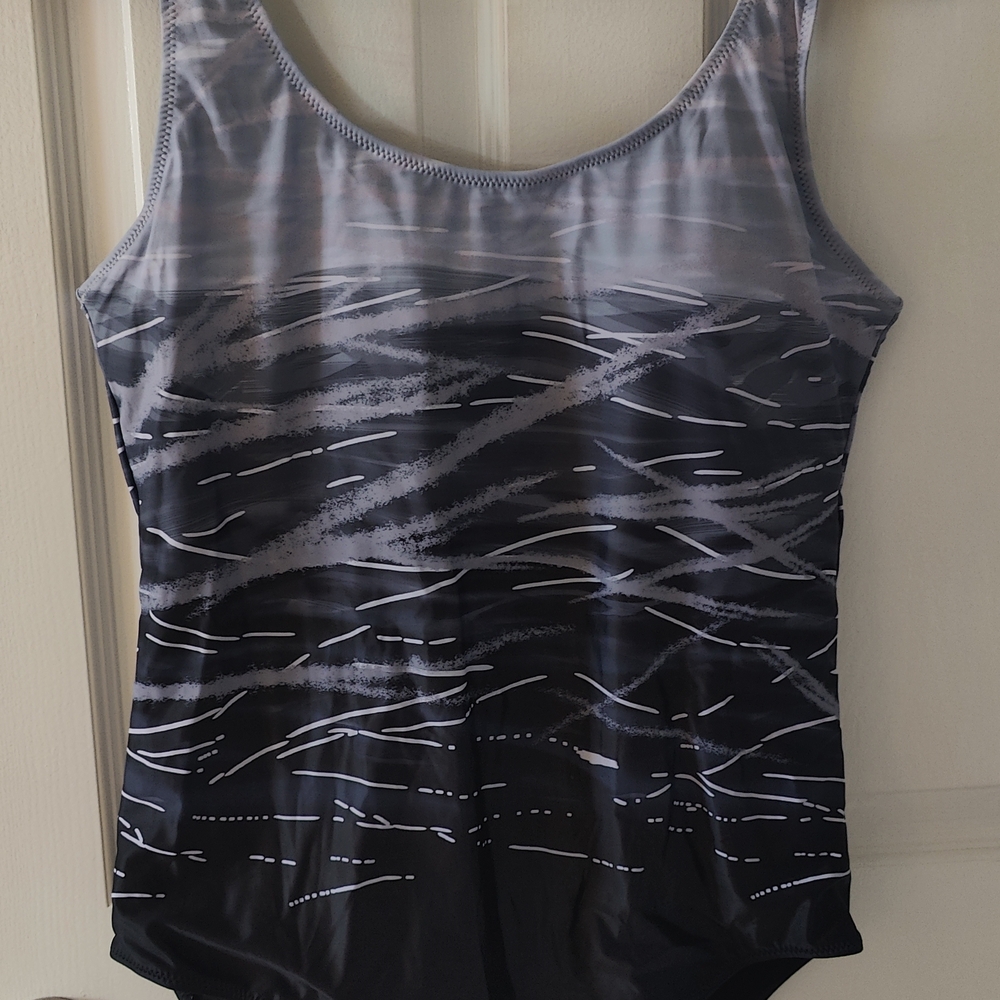 Black and Gray Patterned Swimsuit